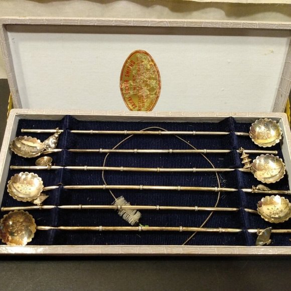 Sakai Silver Smiths Other - Box 6 Vintage Sterling Spoon Straw Stirrer Charms Japanese Sakai Silver Smiths